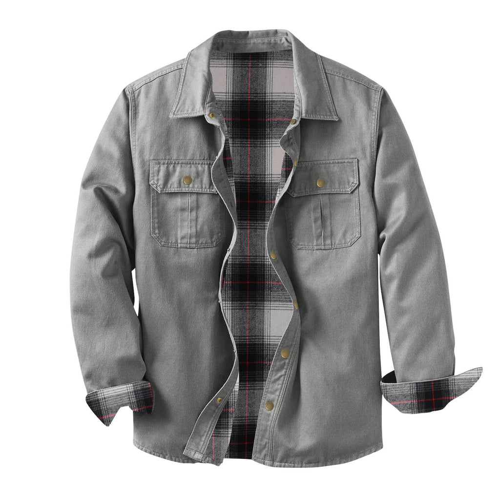Veste de travail en toile lavée avec une doublure en plaid