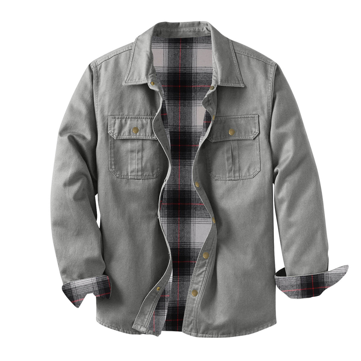 Veste de travail en toile lavée avec une doublure en plaid
