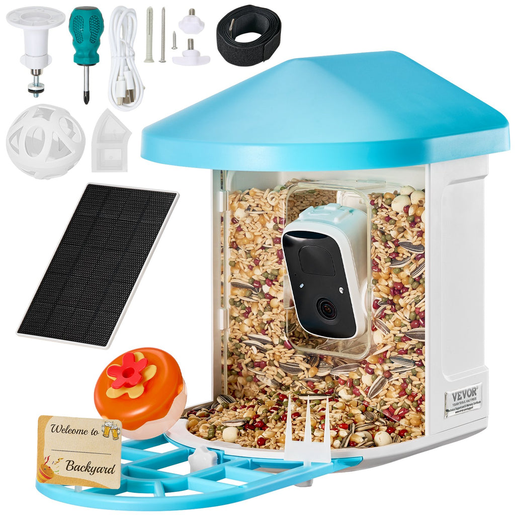 VEVOR Smart Bird Feeder avec caméra 2K HD AI Identifier les espèces d'oiseaux Capture automatique