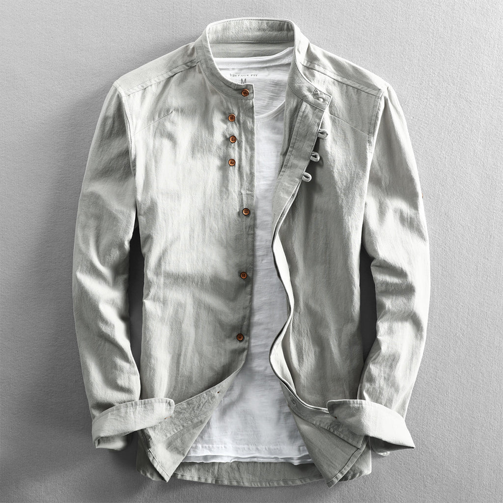 Chemise vintage de style chinois avec un collier mandarin