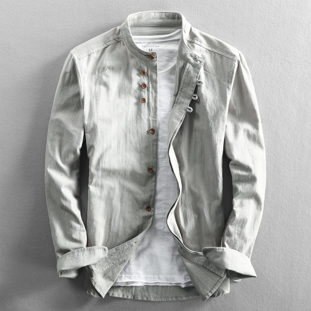 Chemise vintage de style chinois avec un collier mandarin