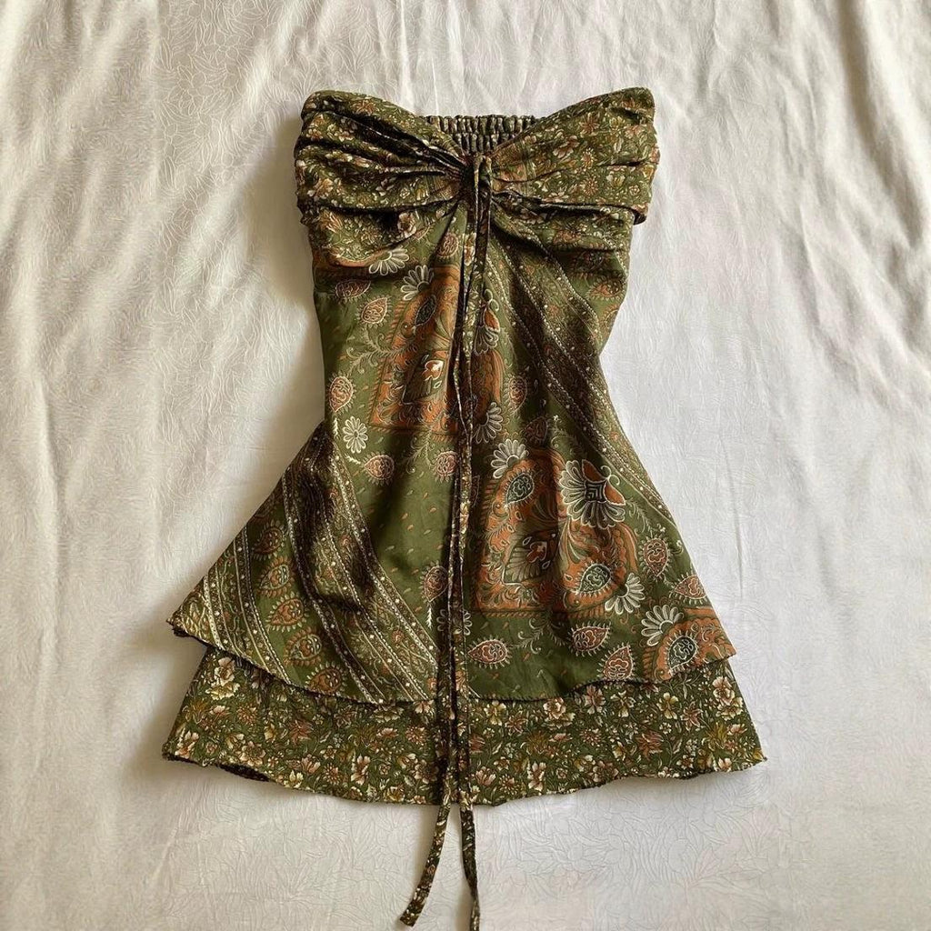 Style vacances Bohemian Imprimé Halter Tube Étanche Camisole à plat Top
