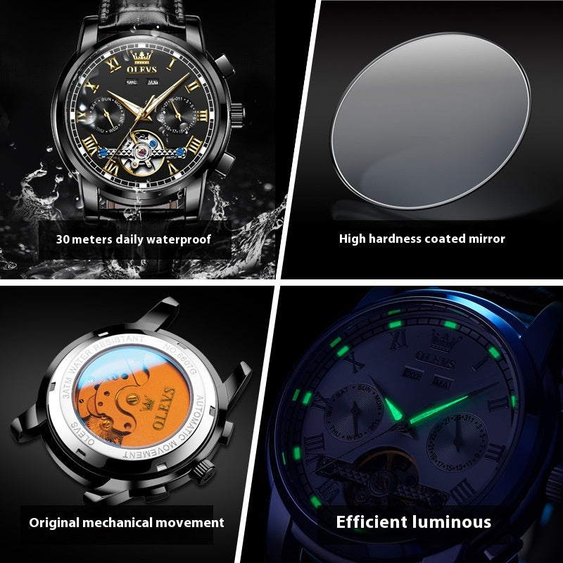 Montre mécanique automatique multifonction Lumineuse étanche