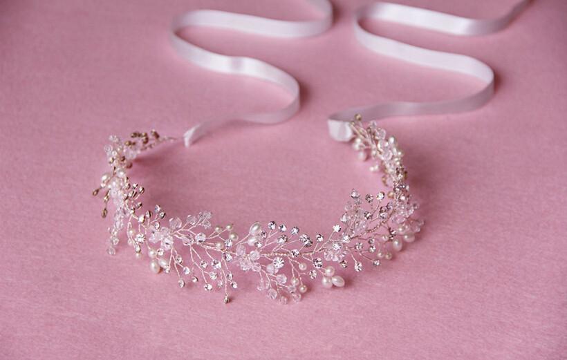 Pure main en or et argent cristal Accessoires pour cheveux de mariée