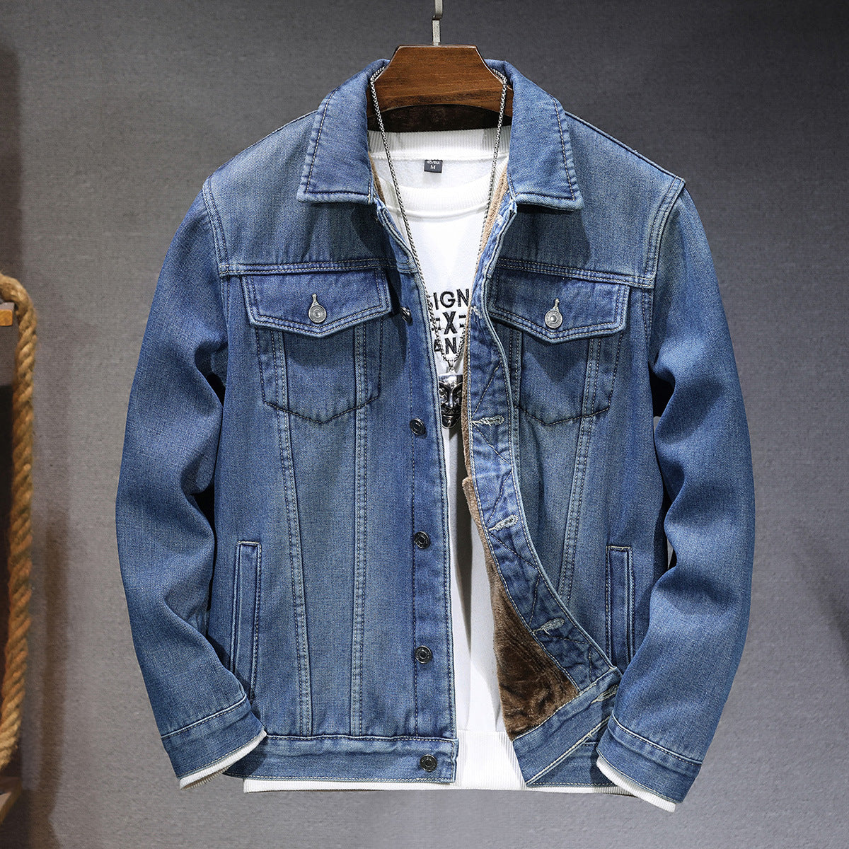 Commerce extérieur Automne et hiver Veste Grande Taille Homme Denim Jeune Occasion Casual Veste Wa