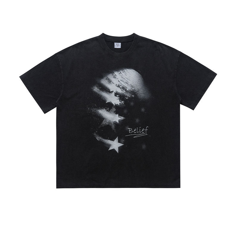 T-shirt Vintage Lavé Star Distrait imprimé