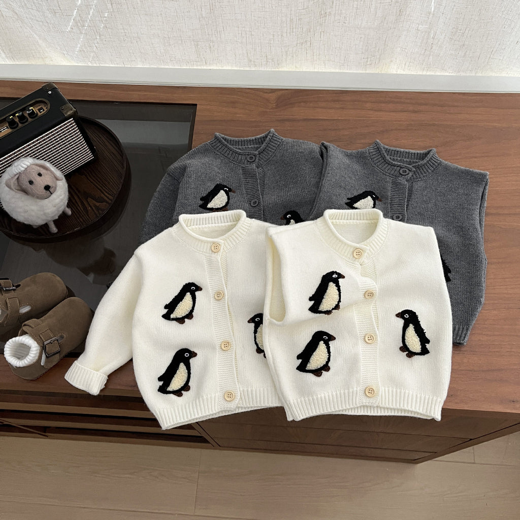 Top brodé en tricot épais pour jeunes enfants