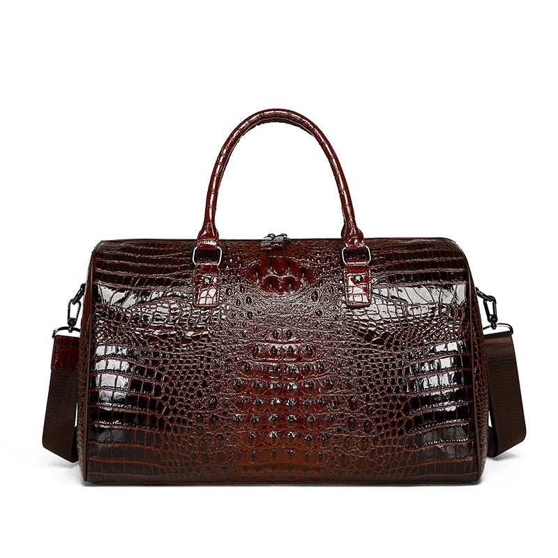 Sac croisé en cuir véritable en crocodile texturé
