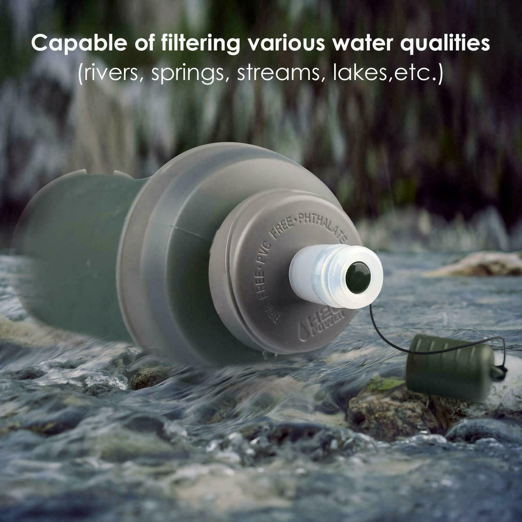 26Oz Filtre collapsible Filtration eau 2 étages BPA Randonnée pliable libre