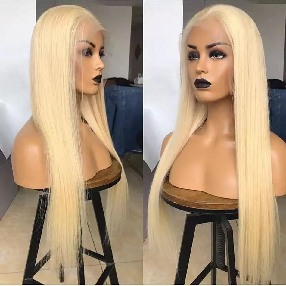 Avant Dentelle Lumière Dorée Long Droite Cheveux Complet Perruque Cap