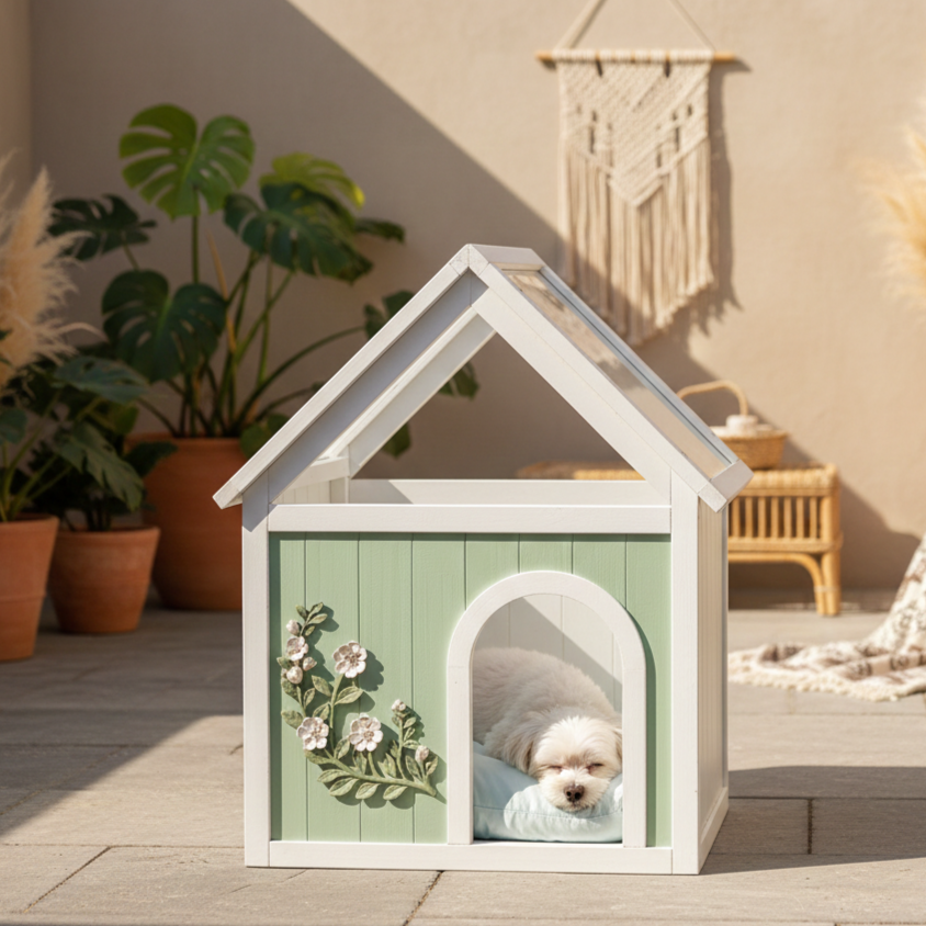 SAGE Cèdre certifié FSC Maison de chat intérieure avec toit en acrylique clair – Maison de chat en bois pour S