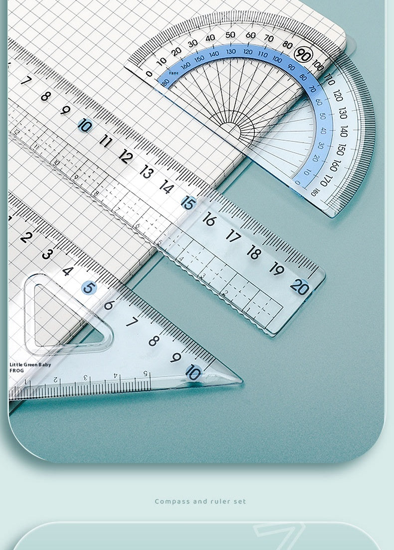 Youpai Ruler Sets Dessin acrylique transparent Protracteur carré quatre pièces