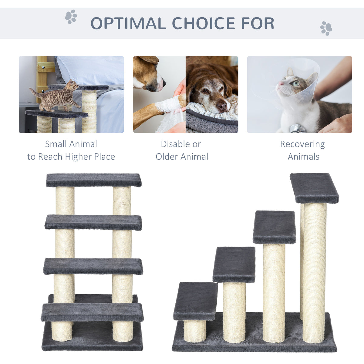 Arbre de chat avec 4 étapes pour les lits hauts avec poste de scratching sisal