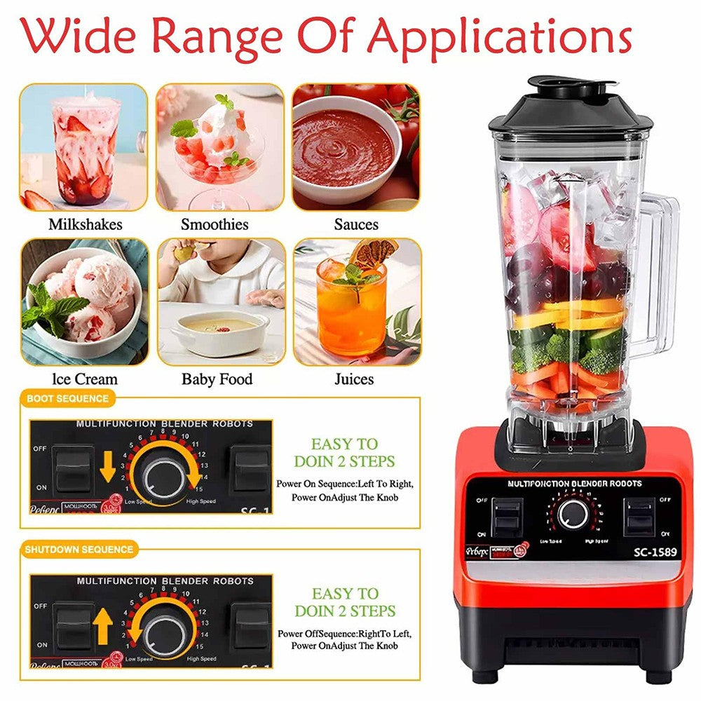 Commercial Blender 2xCups Food Processor Mixer Smoothie Juicer Glace Crusher Accueil
