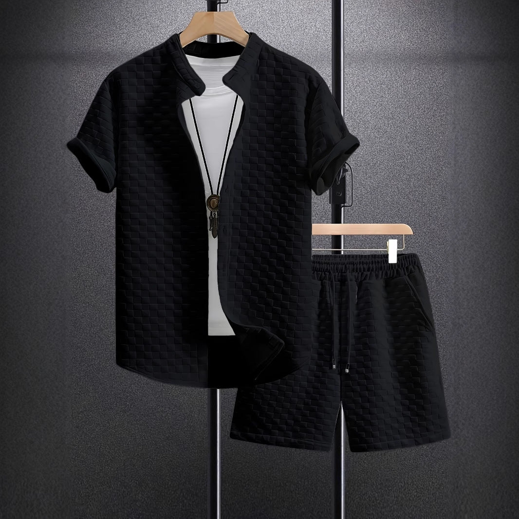 Chemise à manches courtes Jacquard pour hommes