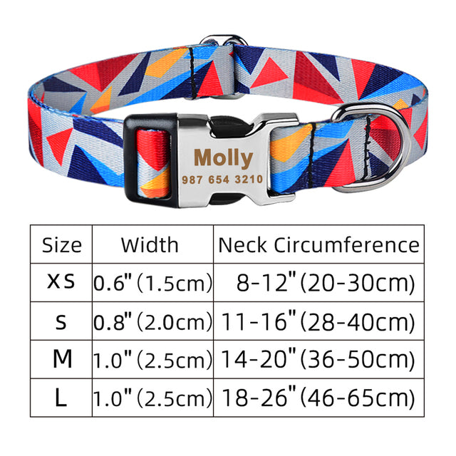 Collier de chien personnalisé en nylon réglable Free gravé Nom ID Tag