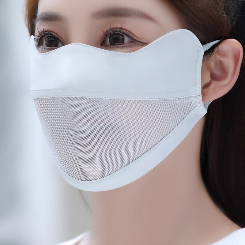 Masque protecteur du soleil pour les femmes Silk Mesh Respirant Masque visage de vélo