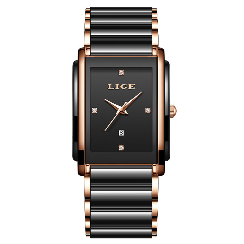 Mode Céramique en acier inoxydable couple montres Quartz montre
