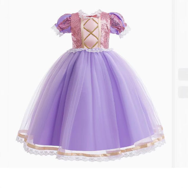 Robe de Dentelle Tutu pourpre pour petites filles