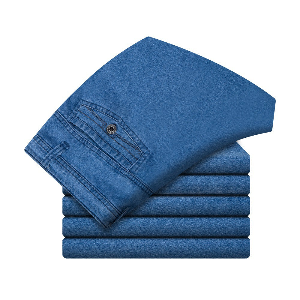 Jeans-stretch à jambe droite pour hommes
