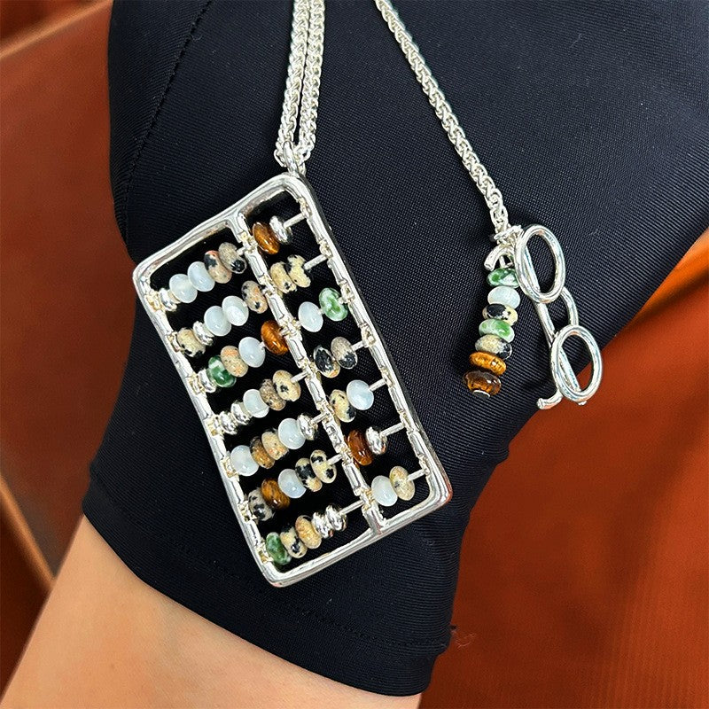 Collier pendentif style Vintage Abacus - Déclaration géométrique des femmes Choker Chain Fashion J