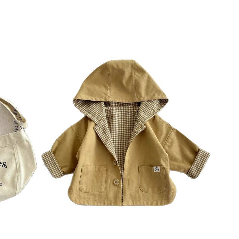 Manteau de trench à capuchon à la mode coréen pour garçons