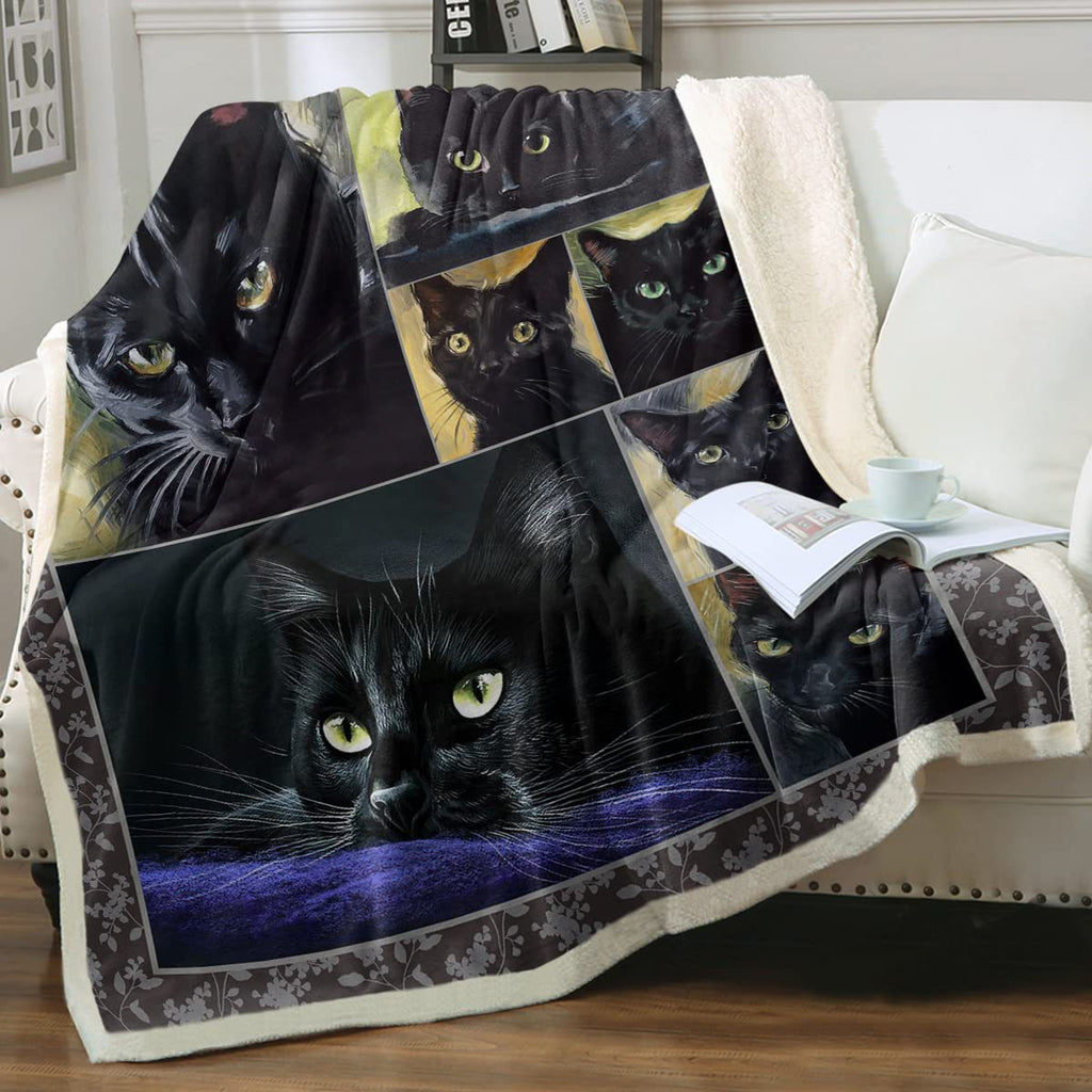 Cat Sherpa Blanket Animal Pattern Printing Enfants double couche