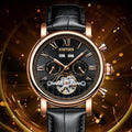 Montre mécanique automatique en cuir véritable homme Hollow Out
