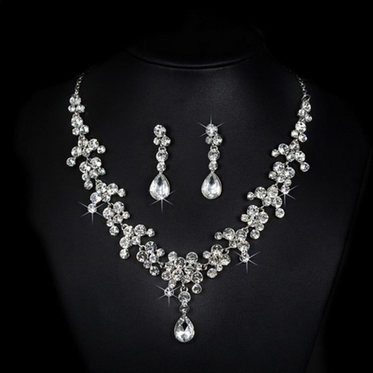Mariage coréen mariée femelle collier collier boucles d'oreilles ensemble eau argent approvisionnement accessoires t