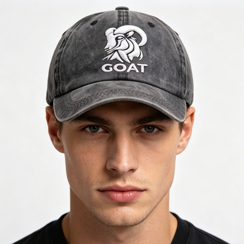 2pcs GOAT Brodé Vintage Lavé Casquette de baseball