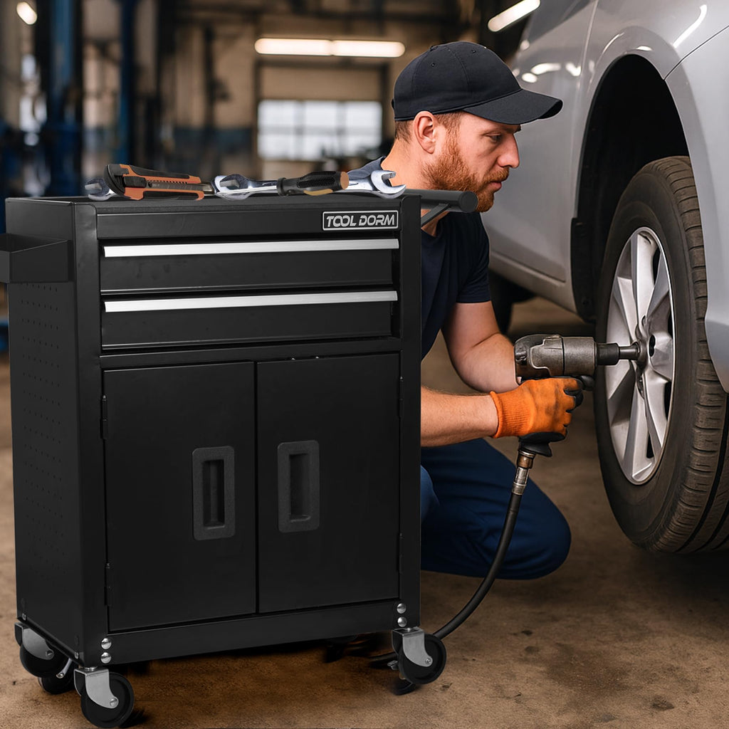 Uniquement pour la livraison sur waybill Cabinet à double porte avec deux tiroirs Panier d'outils TT202BK