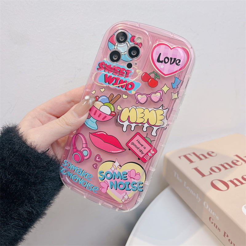Étui de téléphone tout inclus en silicone doux et cool amour
