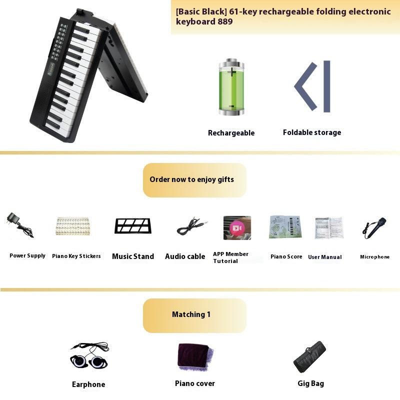 Chargement Portable Smart pliage 61 Piano à clé