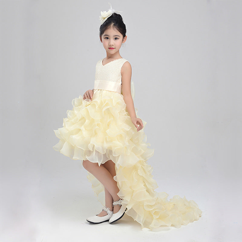 Filles robe mariage fleur fille robe jupe enfant princesse robe costume jupe queue 888 pi