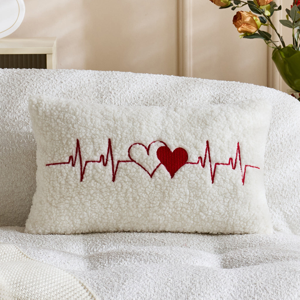 Couverture d'oreiller brodé en peluche