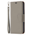 Lychee Motif Solid Couleur Flip Case en cuir Wallet Lanyard Phone Case