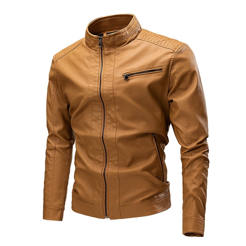 Printemps et automne Casual vêtements en cuir pour hommes couture moto rétro mode cuir
