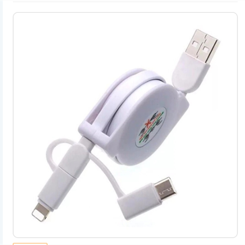 Câble de données télescopique 3-en-un Charge multi-fonctions adapté pour USB Android TYP-C