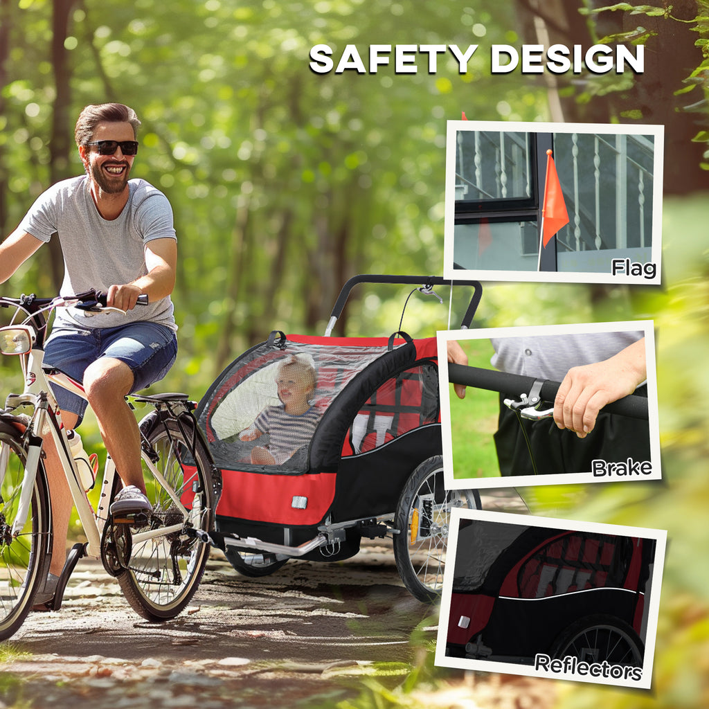 Remorque à vélo pivotante 2-Seat Elite 360 pour enfants Remorque à vélo avec résistant à l'eau W