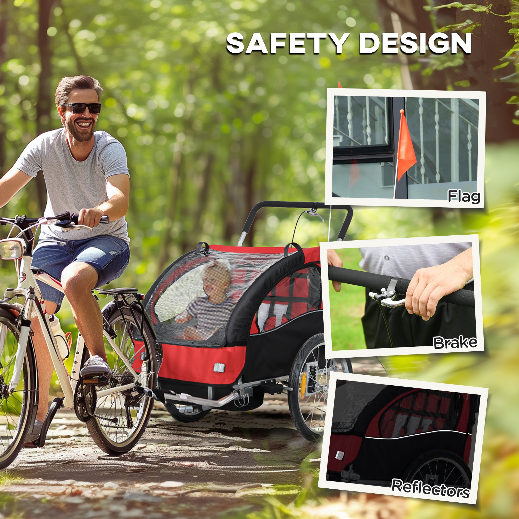 Remorque à vélo pivotante 2-Seat Elite 360 pour enfants Remorque à vélo avec résistant à l'eau W