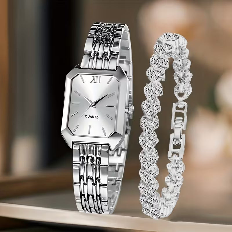 Ensemble de montres à quartz de forme carrée pour femmes