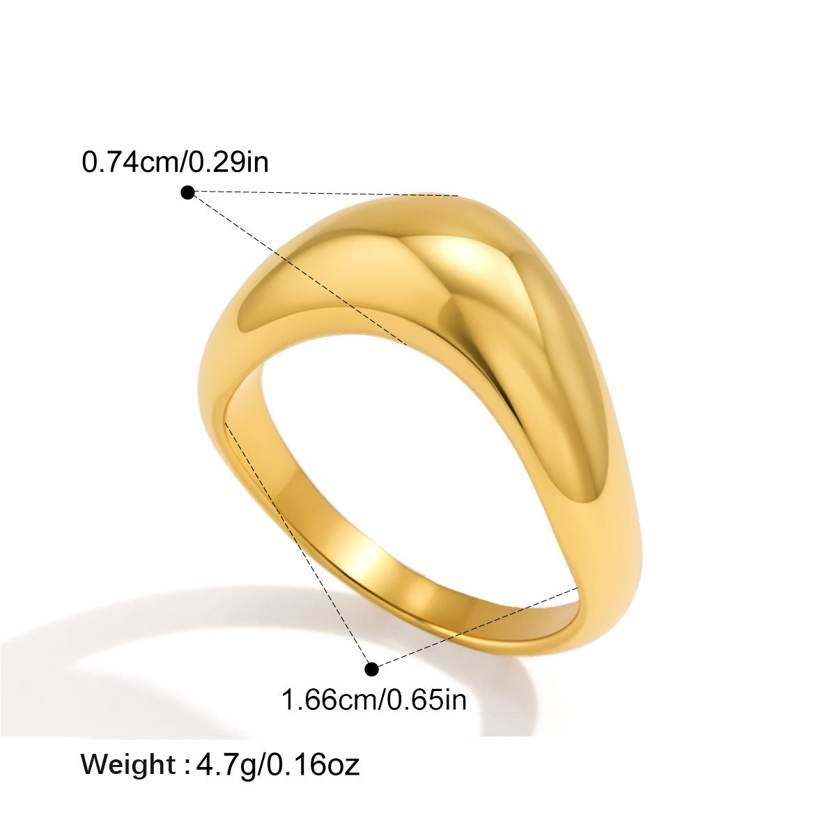 Bague en acier inoxydable en or 18 carats