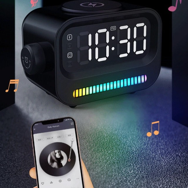 Ambiance Lumière Horloge numérique Réveil Haut-parleur Trois en un