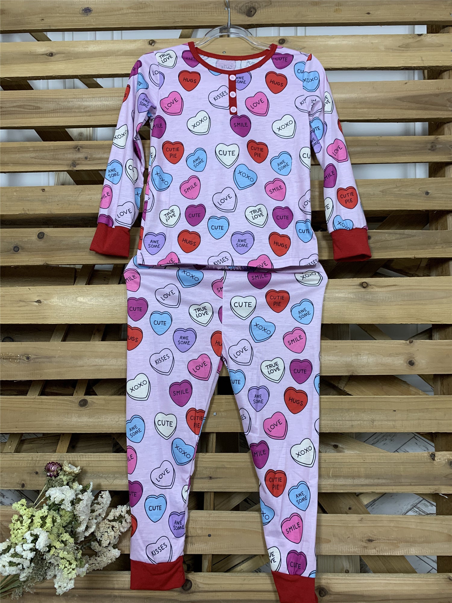 Valentine Day Love Print Casual Home Pajamas Parent Child Set