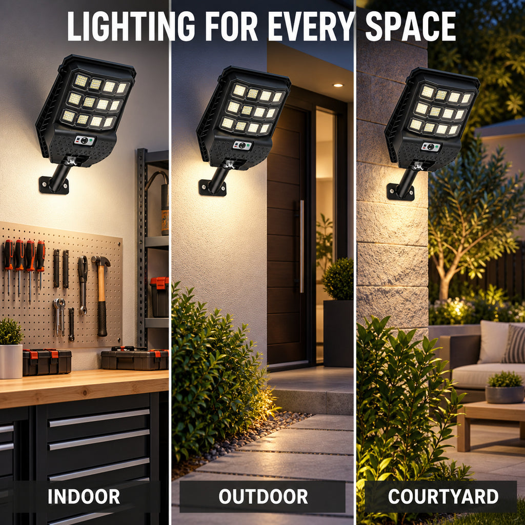 Solar Powered Motion Sensor Outdoor Light W7207 3 Noir pour Garden Yard Street Wall LED