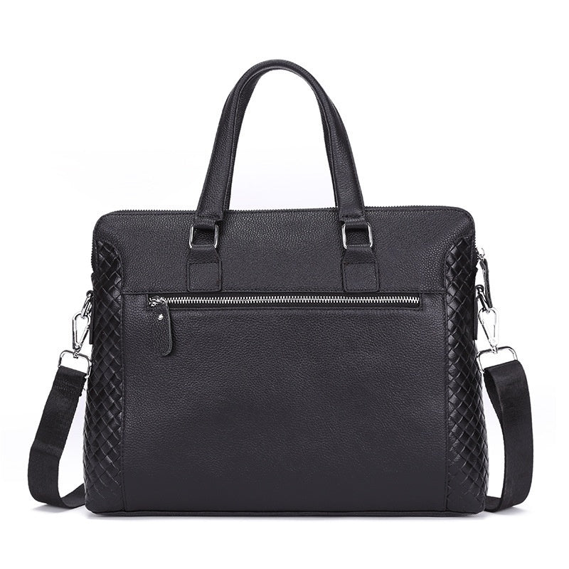 Porte-monnaie pour hommes Cuir véritable Sac portable de 14 pouces Cowhide horizontal Sac de bureau