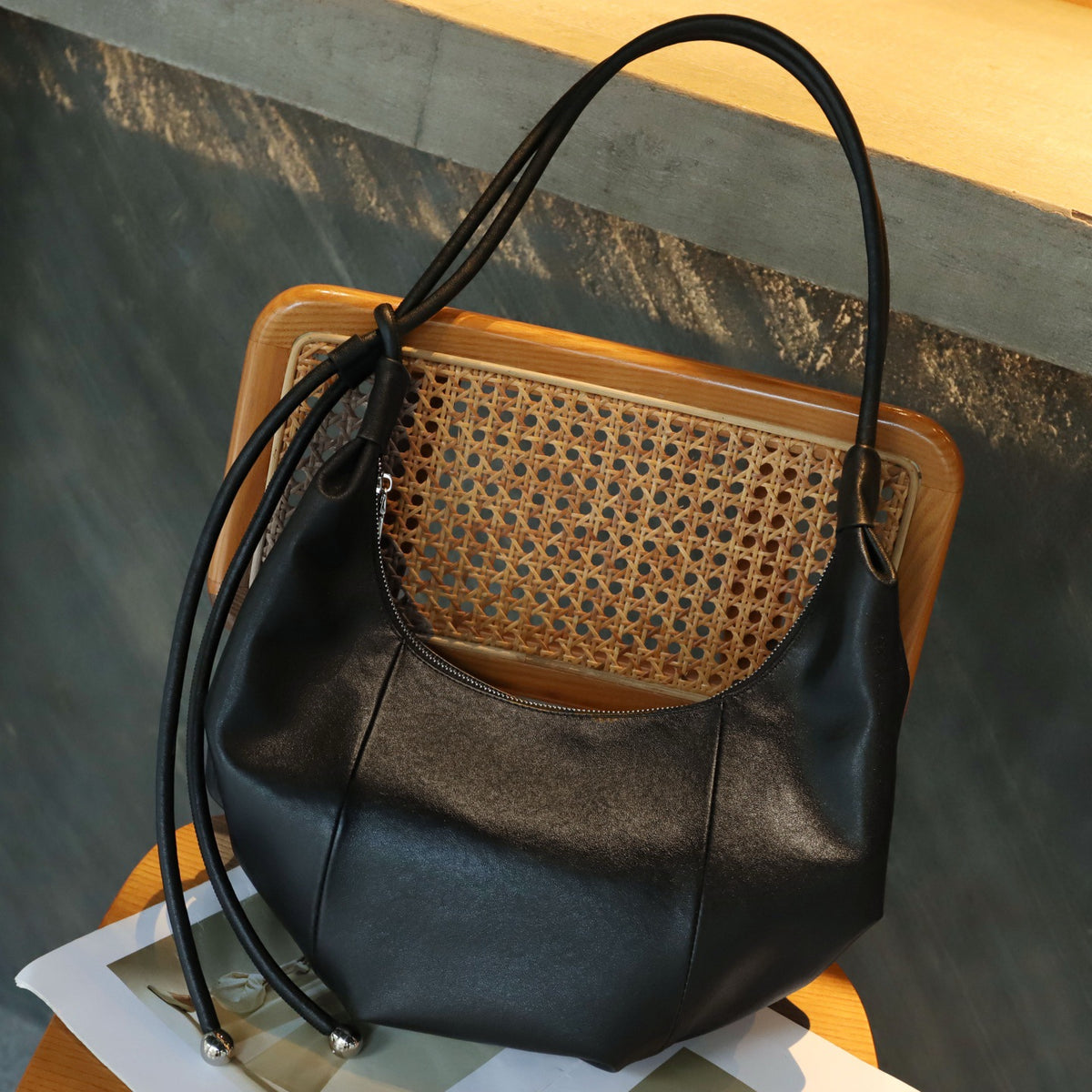 Top grain cowhide croissant bag