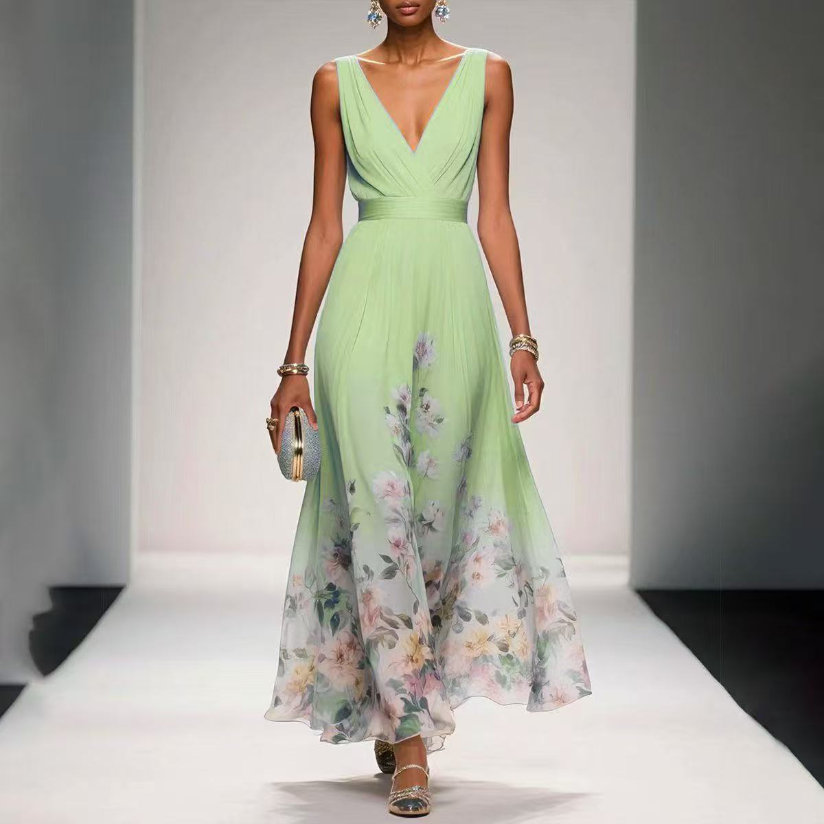 Robe élégante en col V du soir