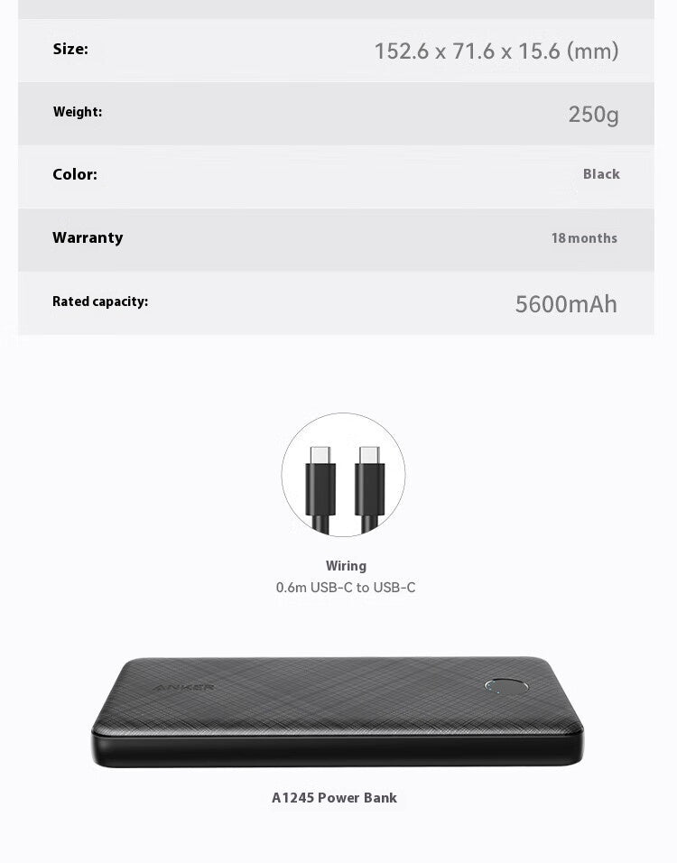 Power Bank PD20W Double Port Chargement rapide Grande capacité