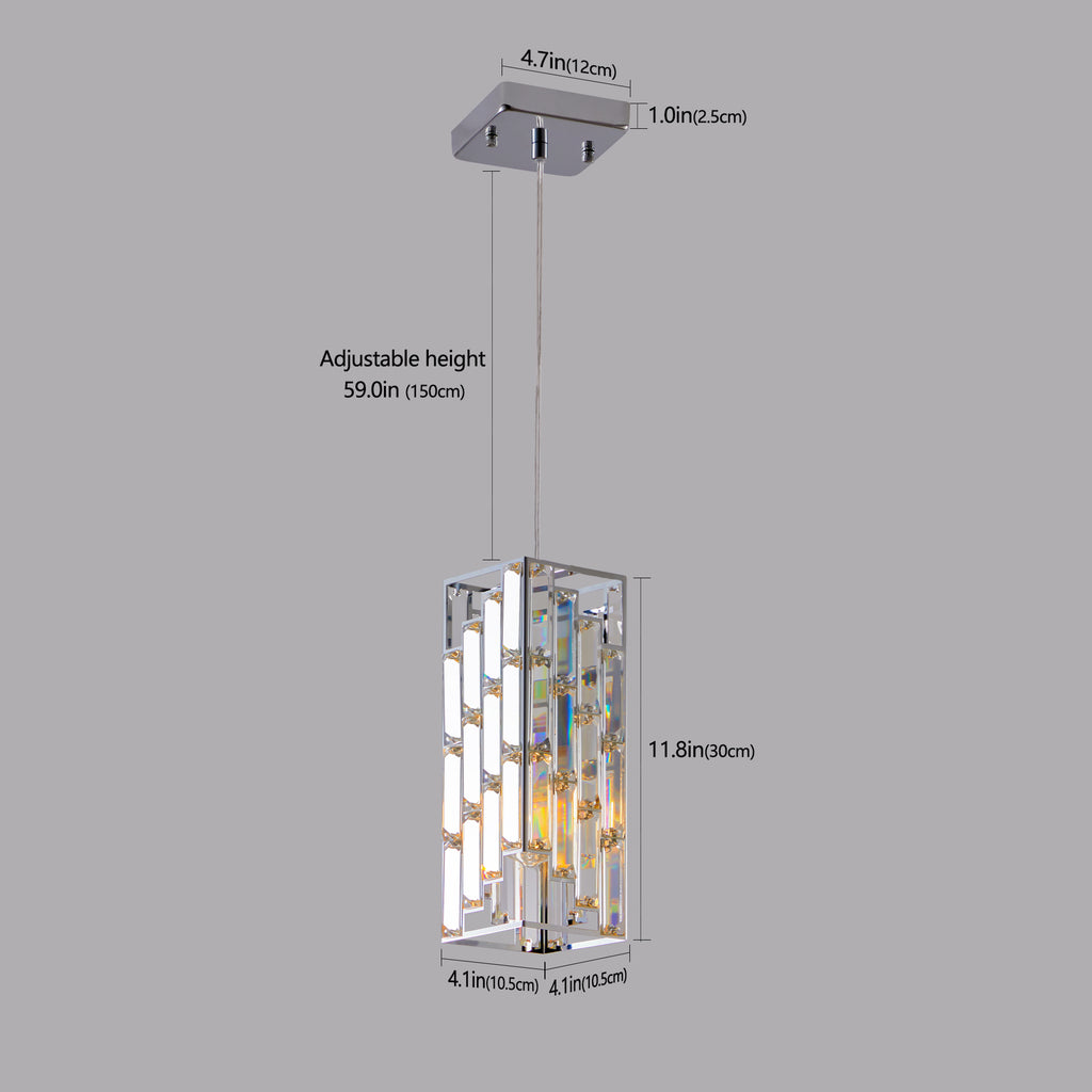 Lampe pendentif en cristal moderne de 4" - 3 paquets